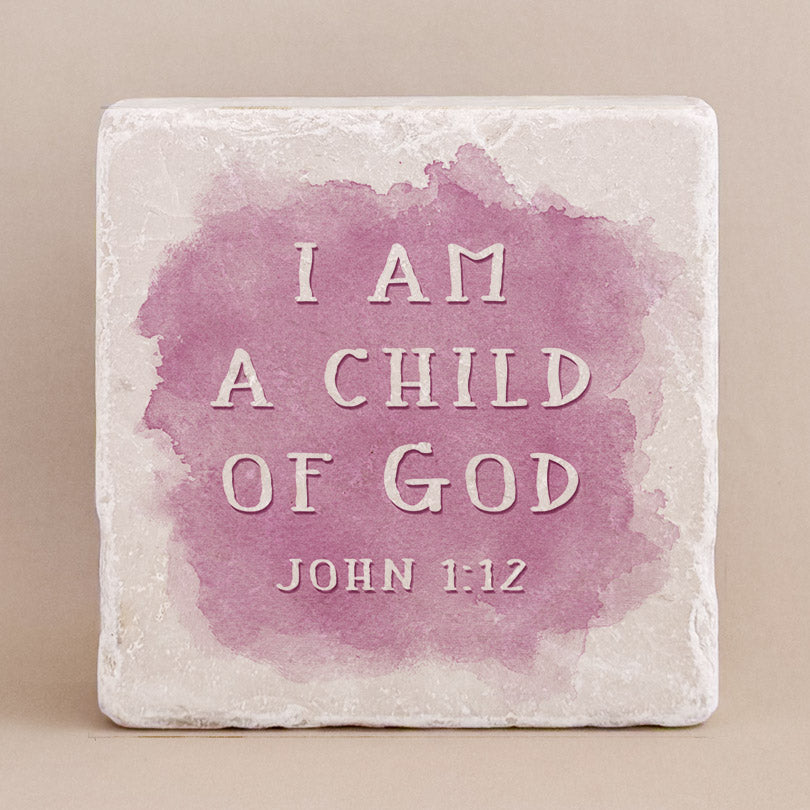 578P | John 1:12 - I am a child of God (Pink watercolor) - Twelve Stone Art