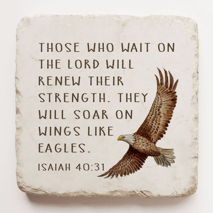 Popular Hand painted artwork on stone with Bible Verse Isaiah 40:31