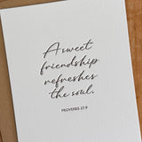 Sweet Friendship | Proverbs 27:9 - Twelve Stone Art